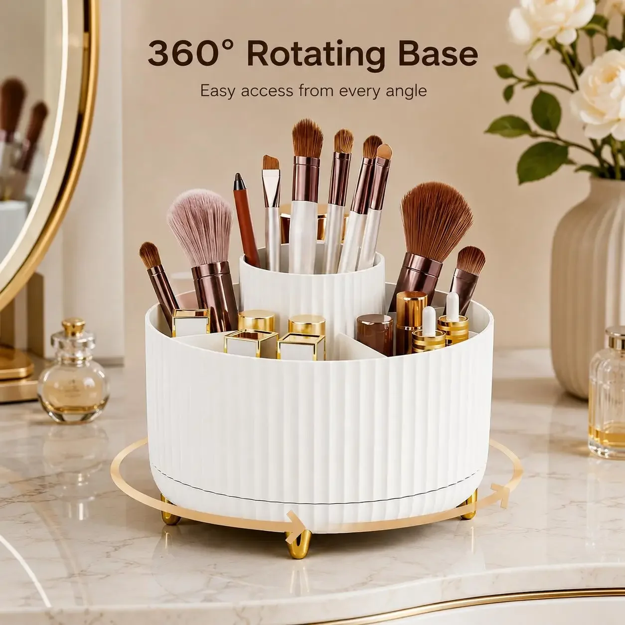 منظم مكياج دوّار 360 درجة، صند - مراجعة Luxury Skincare Makeup وسعره